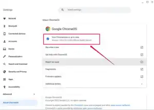 تحقق من معلومات حول ChrtomeOS في الإعدادات لمعرفة الإصدار الذي يعمل عليه Chromebook