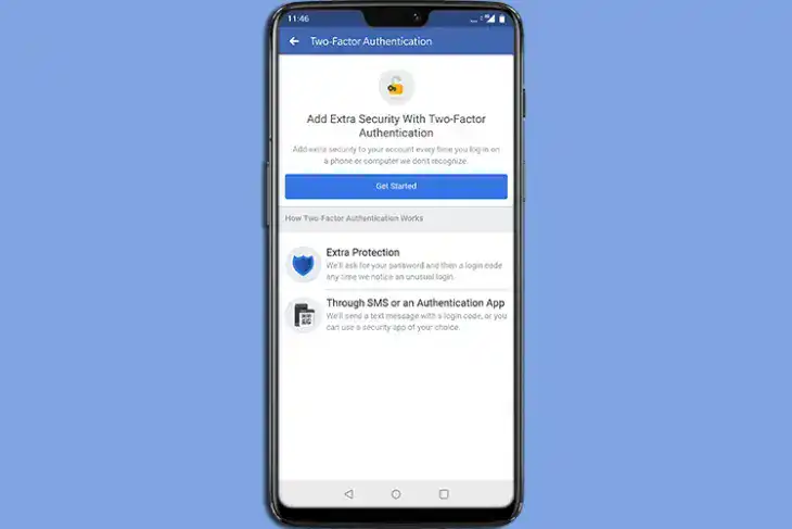 تفعيل إعداد المصادقة الثنائية في تطبيق فيسبوك