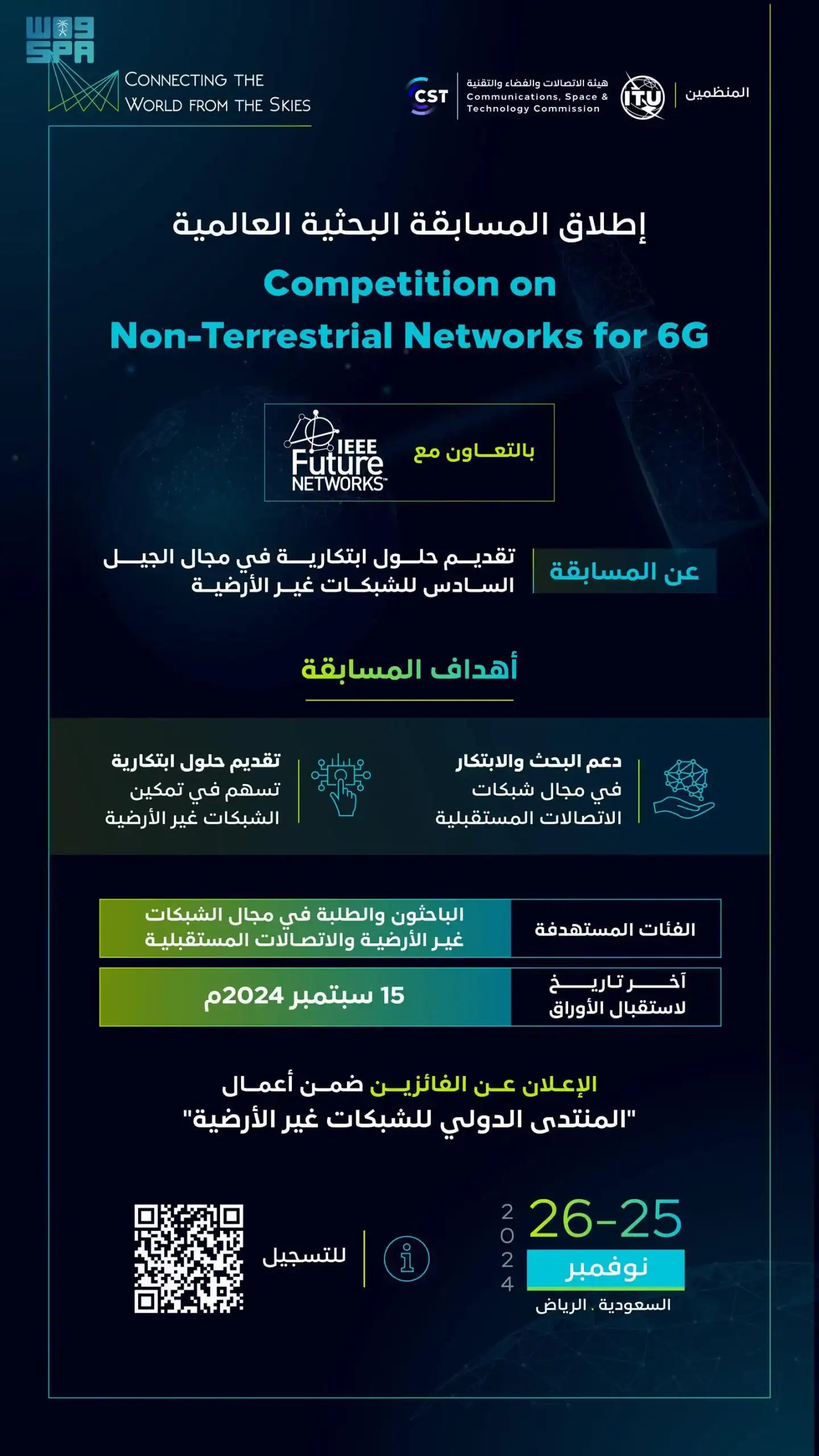 هيئة الاتصالات والفضاء تطلق مسابقة بحثية علمية في مجال الشبكات الأرضية 